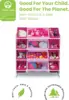 Children Kids Toy Storage Organizer with  Plastic Bins - Greenguard Gold Certified, White/Pink 3
