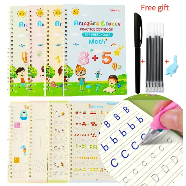 Montessori Writing Practice Book for Kids Learn Letters Numbers Calligraphy  with Groove Magic Exercises Ideal Handwriting Skills - AliExpress