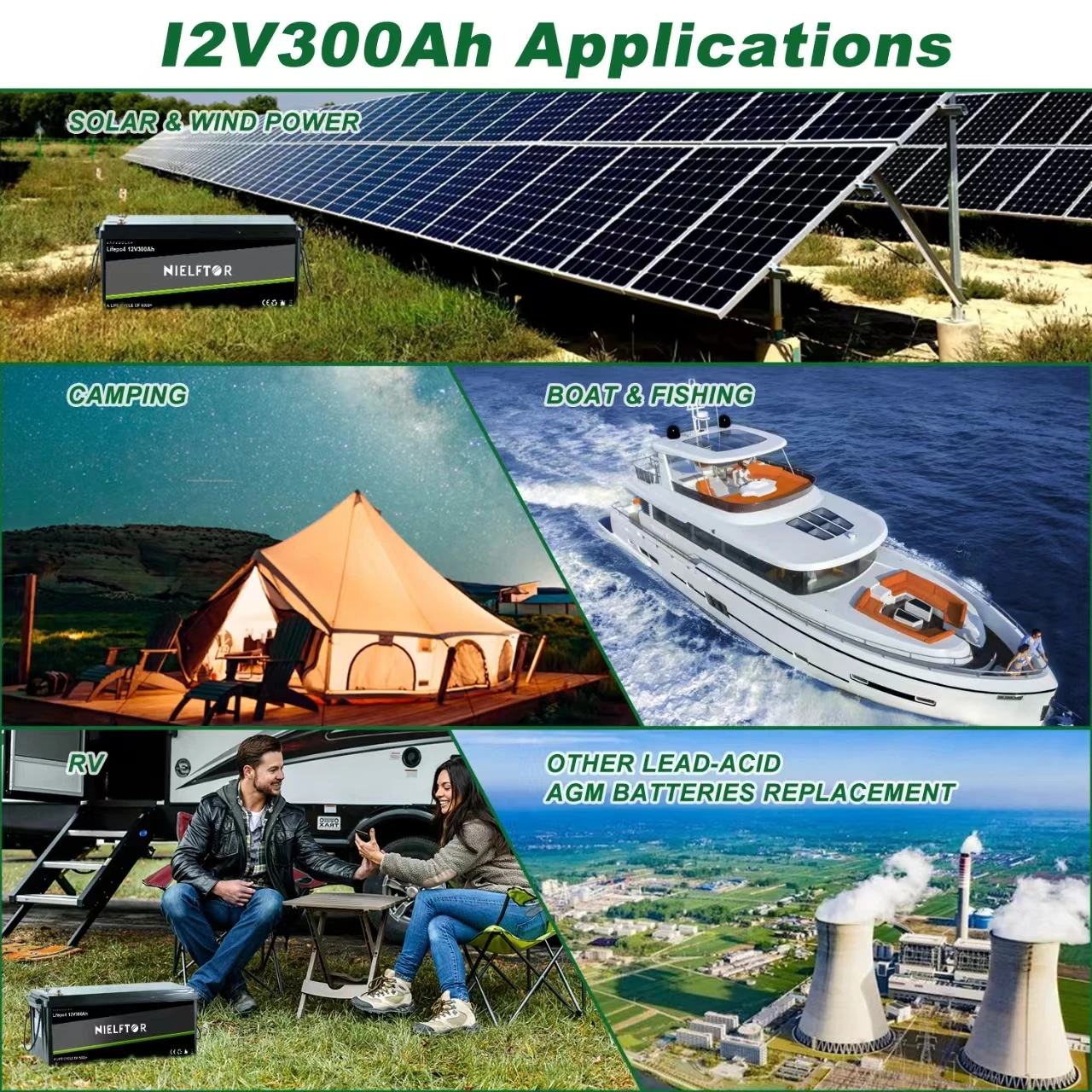 New 12V 24V 48V 100Ah 200Ah 300Ah LiFePO4 Battery 12.8V 51.2V Lithium Iron Phosphate Battery Built-in BMS For Solar Boat No Tax 5