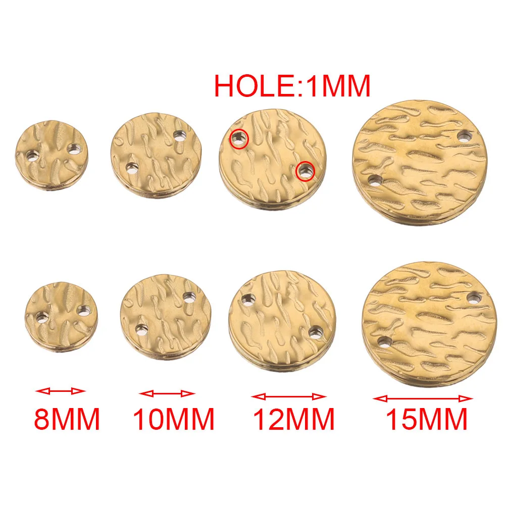 Stainless Steel Irregularly Embossed Round Sheet Pendant Titanium Steel Pendant with Holes 5