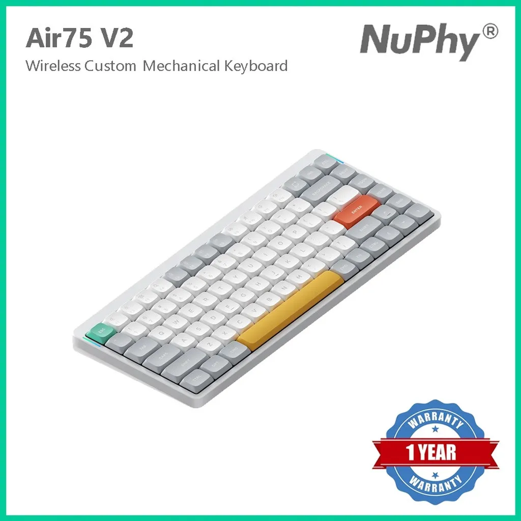 thumbnail image 2 of Nuphy Air75 V2 Portable 75% Mechanical Keyboard,Wireless Keyboard,Supports Bluetooth/2.4G/USB-C RGB Gaming Keyboards,Compatible With Windows/Mac OS/Linux Systems Grey-Gateron Wisteria Switch 2 of 11