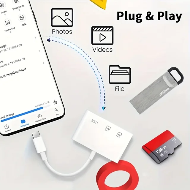 3 In 1 Adapter Type-C, Tf, Cf, Sd, Memory Card Reader, Recorder, Compact Flash Usb-C, Pro, Huawei, Macbook 4