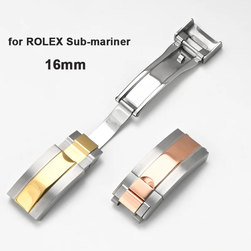 9mmx16mm Stainless Steel Clasp Rolex Submariner GMT Master Daytona Water Ghost Watch Band Solid Metal Safety Folding Buckle watch buckle clasp watch buckle