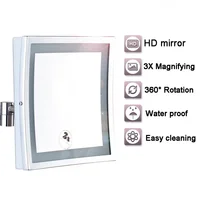 Modern Black Bathroom Mirrors Quality Brass Dual Arm Extend Folding Bathroom Makeup Mirror Magnifying LED Light Bathroom Mirrors 2