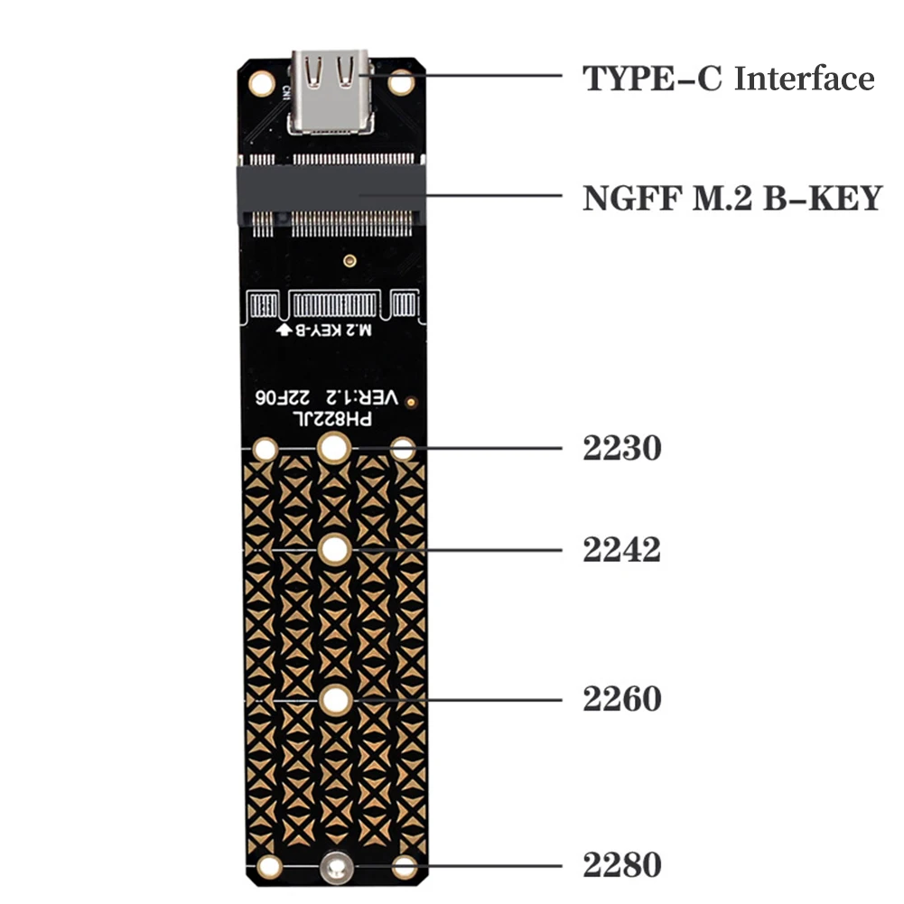 M.2 NGFF 솔리드 스테이트 디스크 SSD-USB 어댑터, 2230, 2242, 2260/2280 용 JMS580 칩, 10Gbps