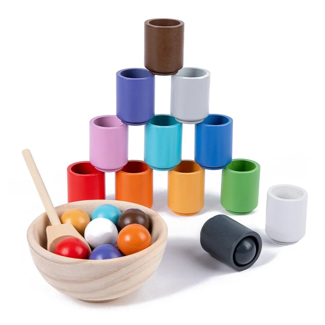 Wooden Rainbow balls, Wood N Toys