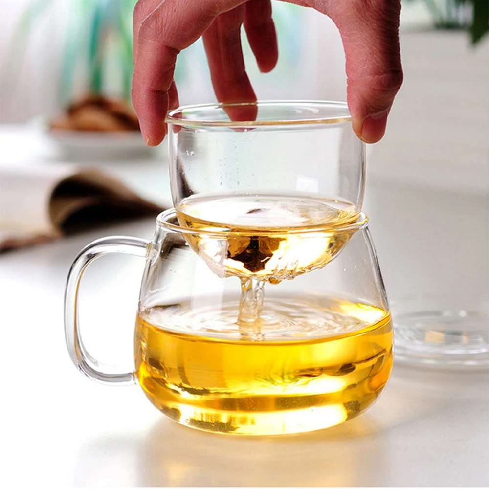 350ML Tea Cup Transparent Glass With Lid Filter Whiskey Cocktail Glass Ice Coffee Cup Mug Wine Beer Glass Drink Water Drinkware