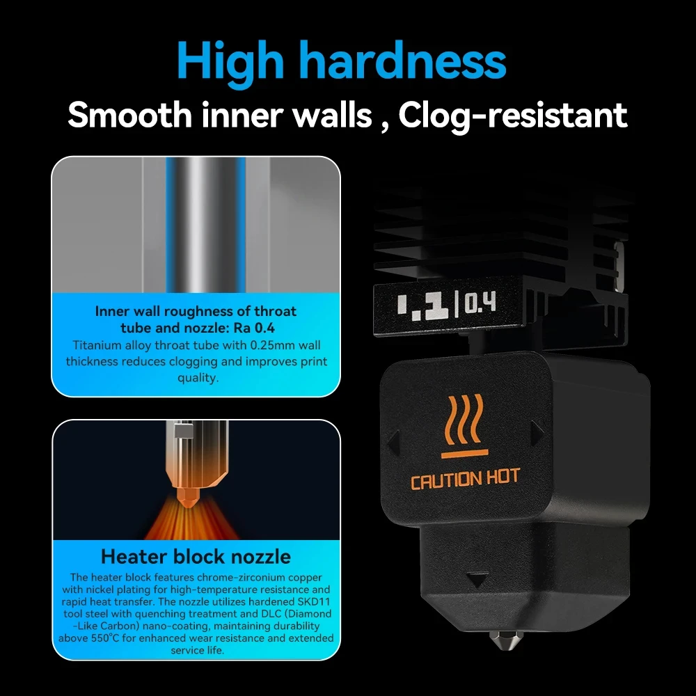 H2D H2S H2C Hotend Kit with 0.2/0.4/0.6/0.8mm Nozzle for Bambu H2D A1/A1mini