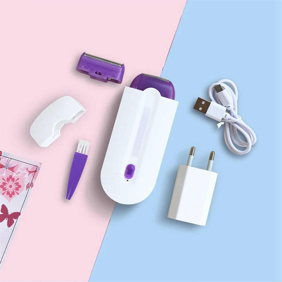 USB Rechargeable Women Epilator Portable Body Hair Shaver Rotary Face Leg Bikini Lip Depilator Hair Remover EU Plug