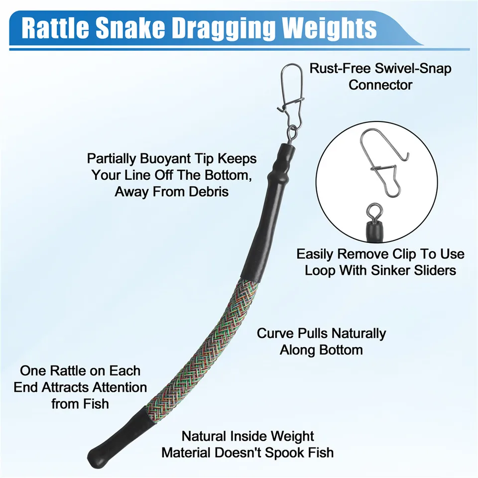 Carolina Rig 5Pcs Dragging Weights For Catfish Soft Rattle Snake