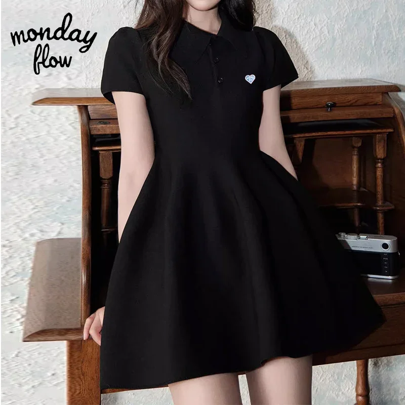 Monday Flow Women's Casual Dress Women's Sports Dress Polo Neck Spice Ladies Slim-fit Skirt Golf Sports
