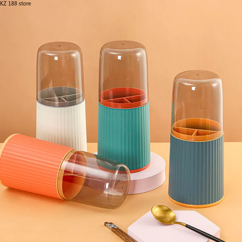 

Kitchen Cutlery Storage Rack Chopsticks Spoon Rack Plastic Tube Creative Chopstick Holder Drain Stand Chopstick Cage KitchenTool