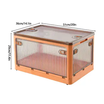 กล่องเก็บของพับได้พร้อมประตูโปร่งใสพร้อมฝาปิดและล้อที่เก็บของเล่นอเนกประสงค์กล่องใส่ของแบบใส 10