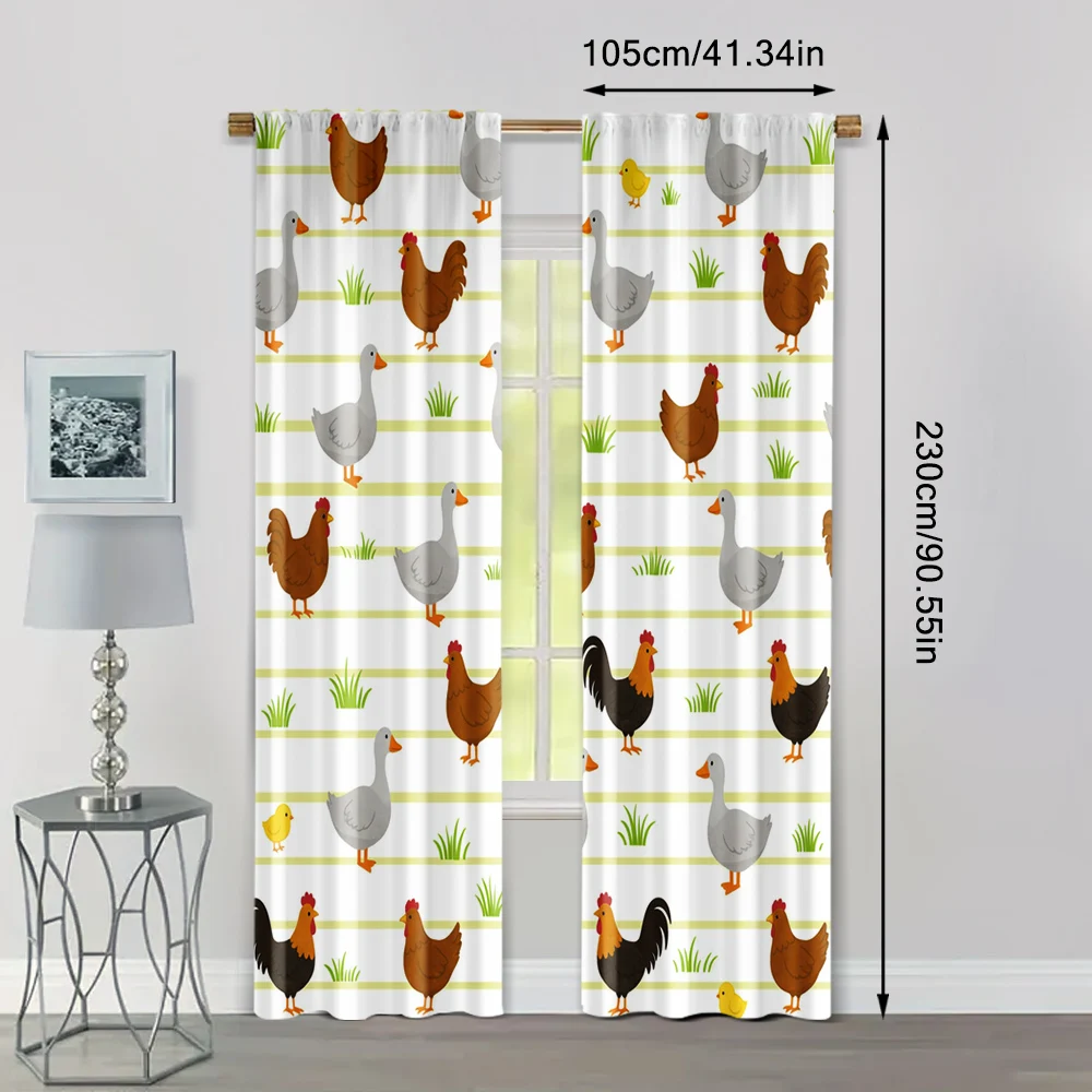 2pcs, Curtains Cute chicks Machine Washable Fabric,Without Electricity Wall Decor Applies to bedroom living room decoration 4