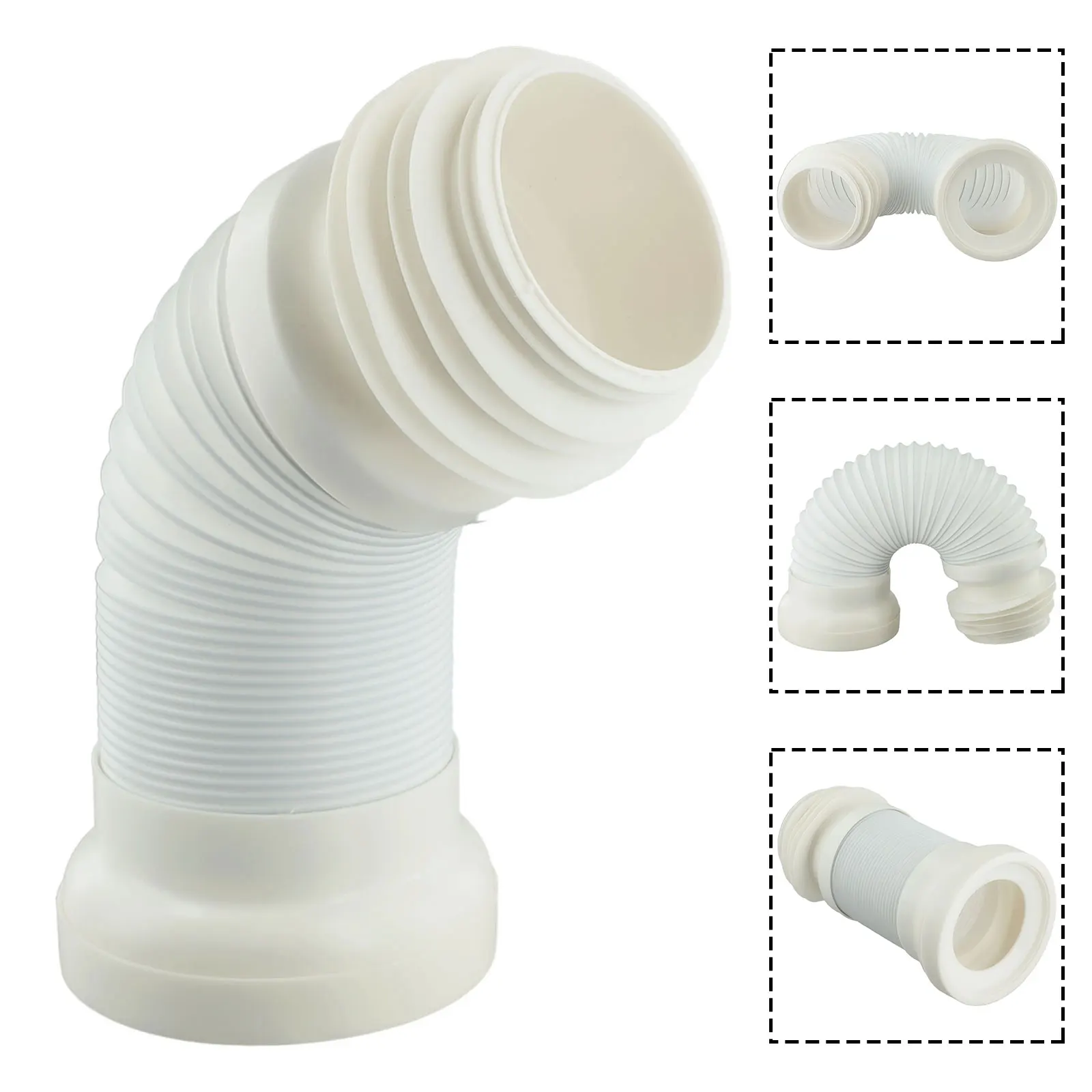 Home Fixtures WC Pan Connector Home Plumbing PVC Toilet Waste WC Pan Connector 250mm-500mm Extendable 1pcs