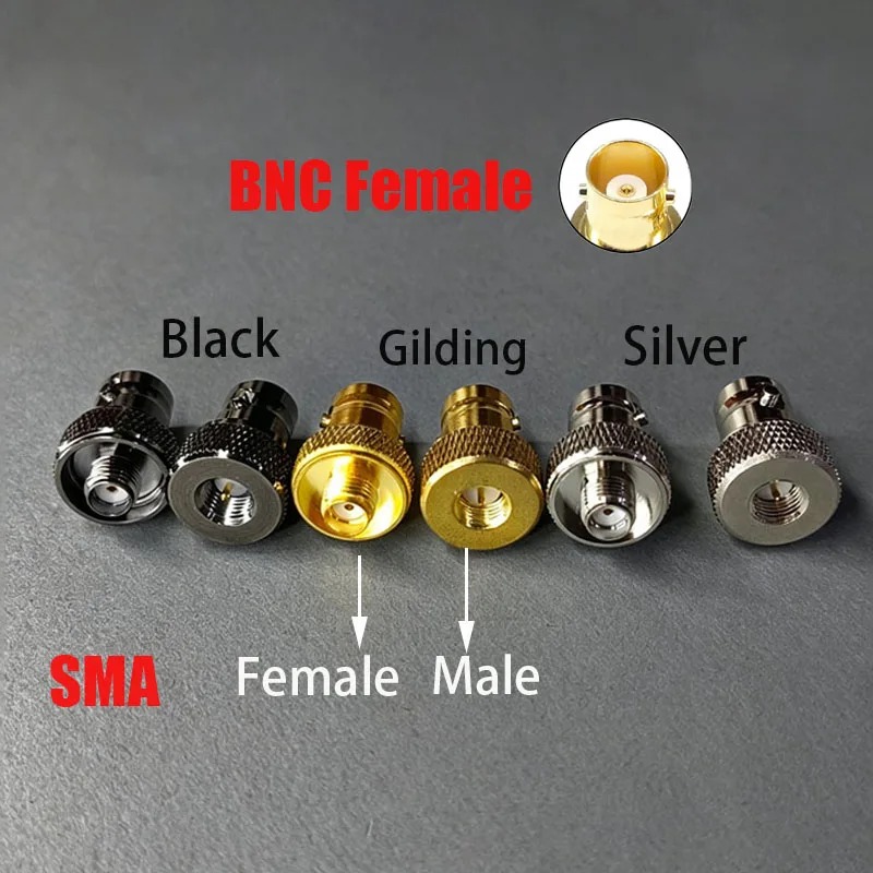 2PCS BNC 암-수형 SMA RF 어댑터 니켈/금도금/검정 도금 동축 커넥터(무전기 안테나용)