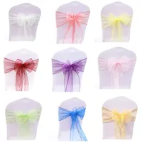 Organza Chair Sashes 100pcs/Lot Chair Bows Wedding Chair Knot Decoration for Chair Cover Party Event Banquet Decors Chair Band 1