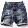 Men Blue Stretch Denim Shorts Straight Fit Shorts Jeans High Quality Elastic Casual Denim Jeans Shorts New Summer Shorts Size 42 1