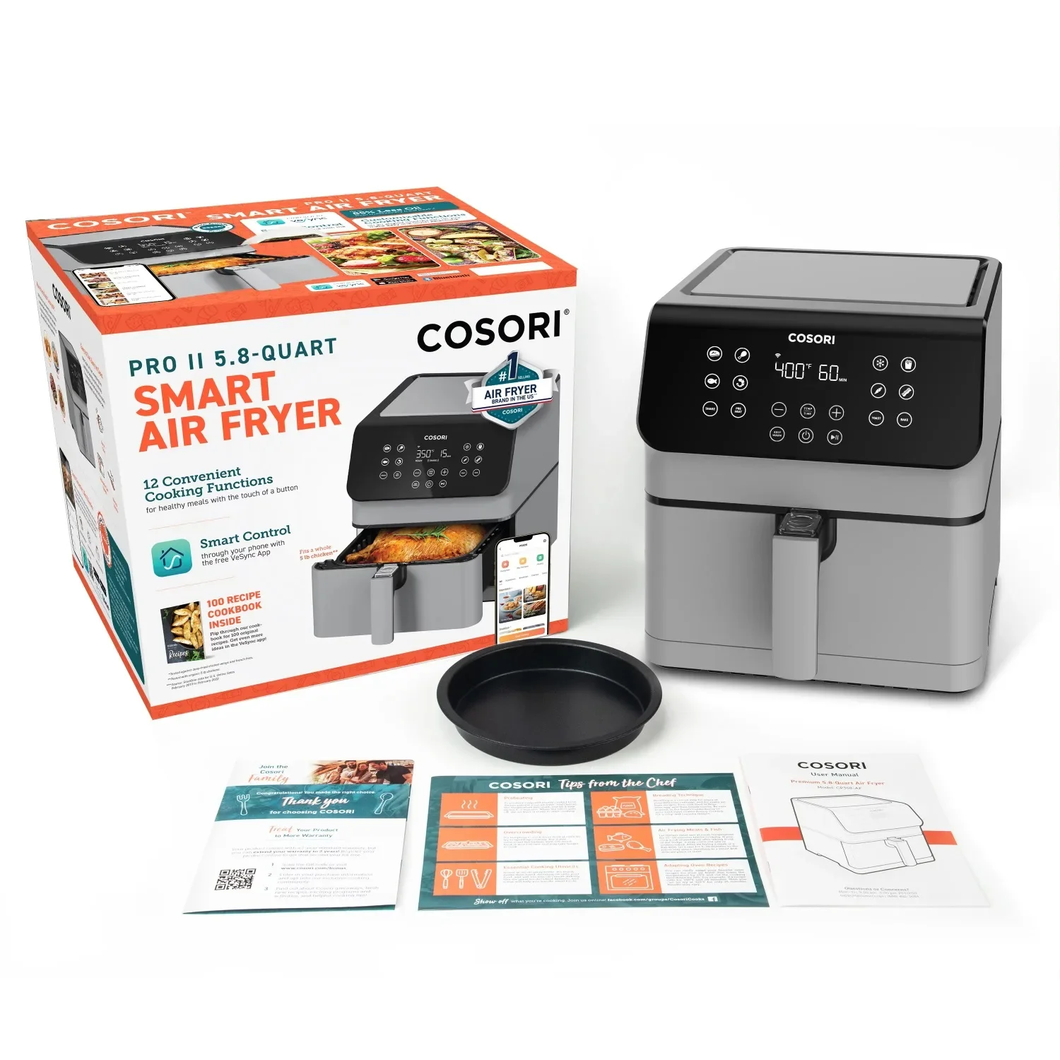 

Smart Touch Screen Air Fryer Grey Premium freidora