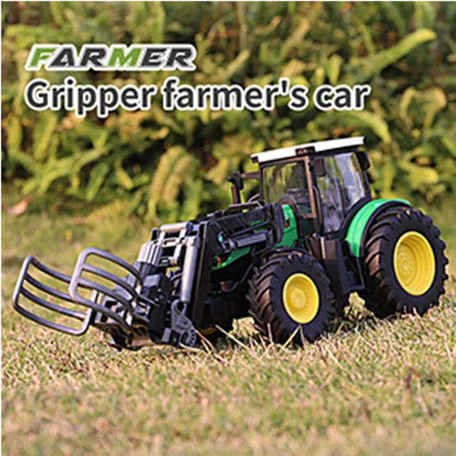 RC Farm Tractors Car Trailer 2.4G Radio Controlled Cars Farming Simulator Truck Miniature Farmer Animal Model Toys Children Boy 3