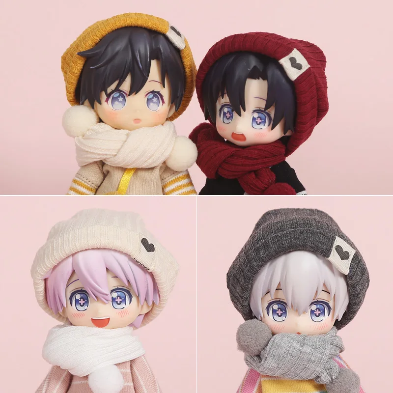 New Cute Ob11Winter Doll Hat Scarf Doll Cap Accessories For Gsc Nendoroids YMY Clay Head, Obitsu11, Molly, 1/8bjd, 1/12Bjd Doll 2