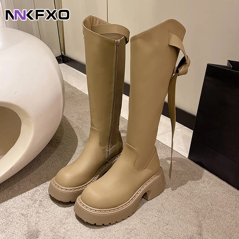 

Thick-soled Long Tube But Knee Boots Women 2023 Autumn and Winter New Style Knight Boots Comfortable High Boots for Women QB164