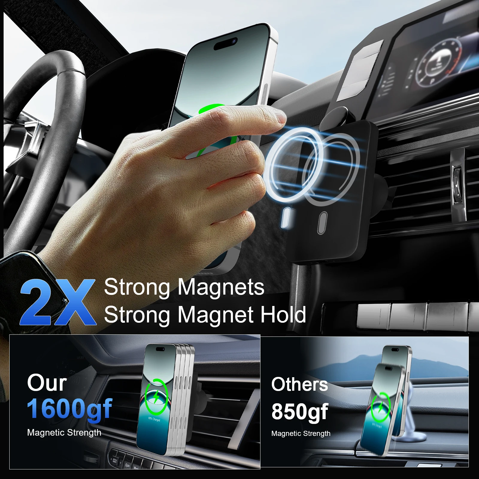 Magnet Wireless Car Charger 15W Phone Holder Car Air Vent Fast Charging Pad For Magsafe iPhone 17 16 15 14 13 5
