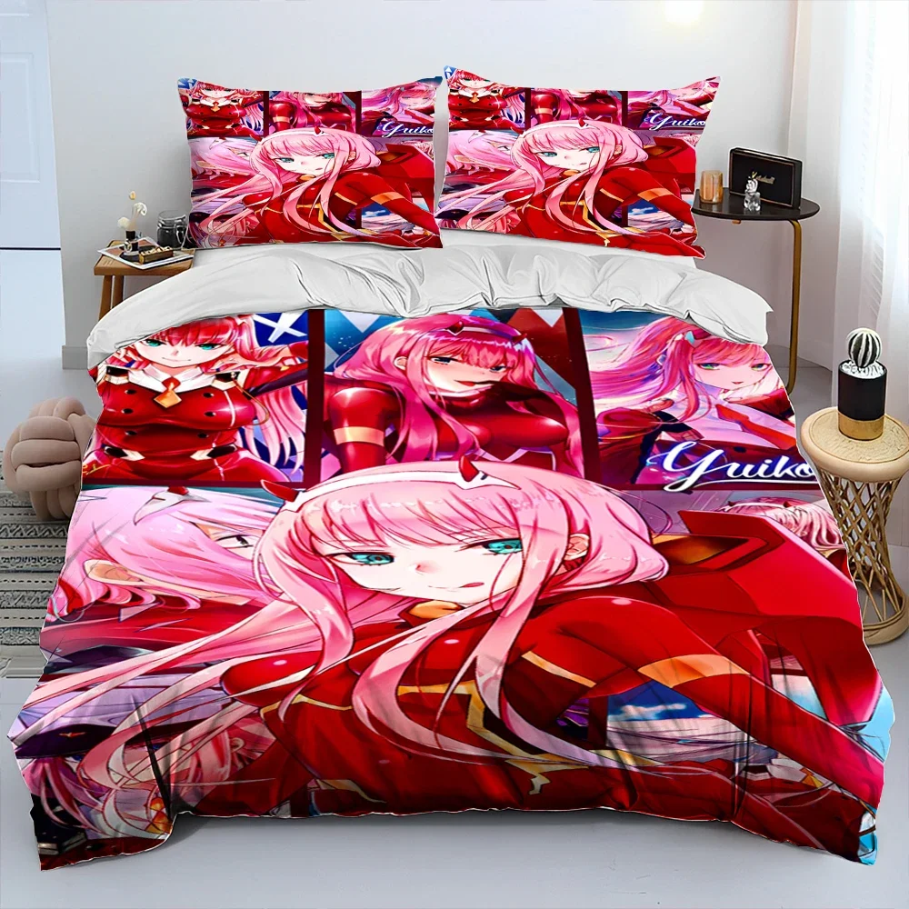 Zero Two DARLING In The FRANXX Cartoon-Bettwäsche-Set, Bettbezug, Bett-Set, Bettbezug, Kissenbezug, Queen-Size-Bettwäsche-Set – Detail 17