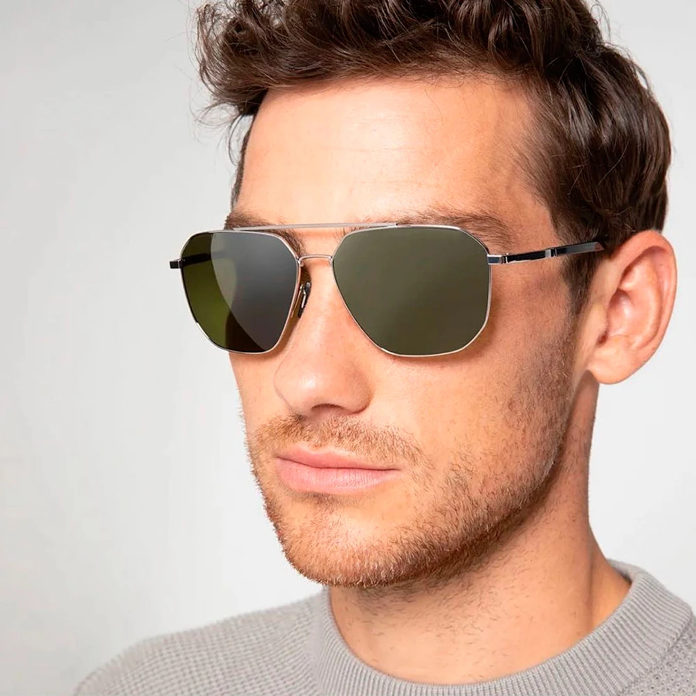 

Light Luxury Double Bridge Pilot Style Sunglasses For Men Gradient Coated lense Alloy with Acetate Frame Customizable lenses