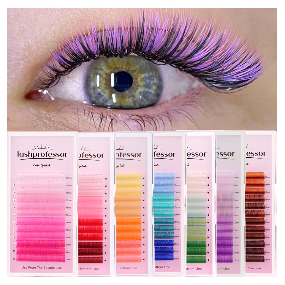 lashprofessor Farbe Wimpernverlängerung Individuelle falsche Farbe Nerz Wimpern Macaron 4 Farben Regenbogen Ombre Wimpern Maquiagem Cilios