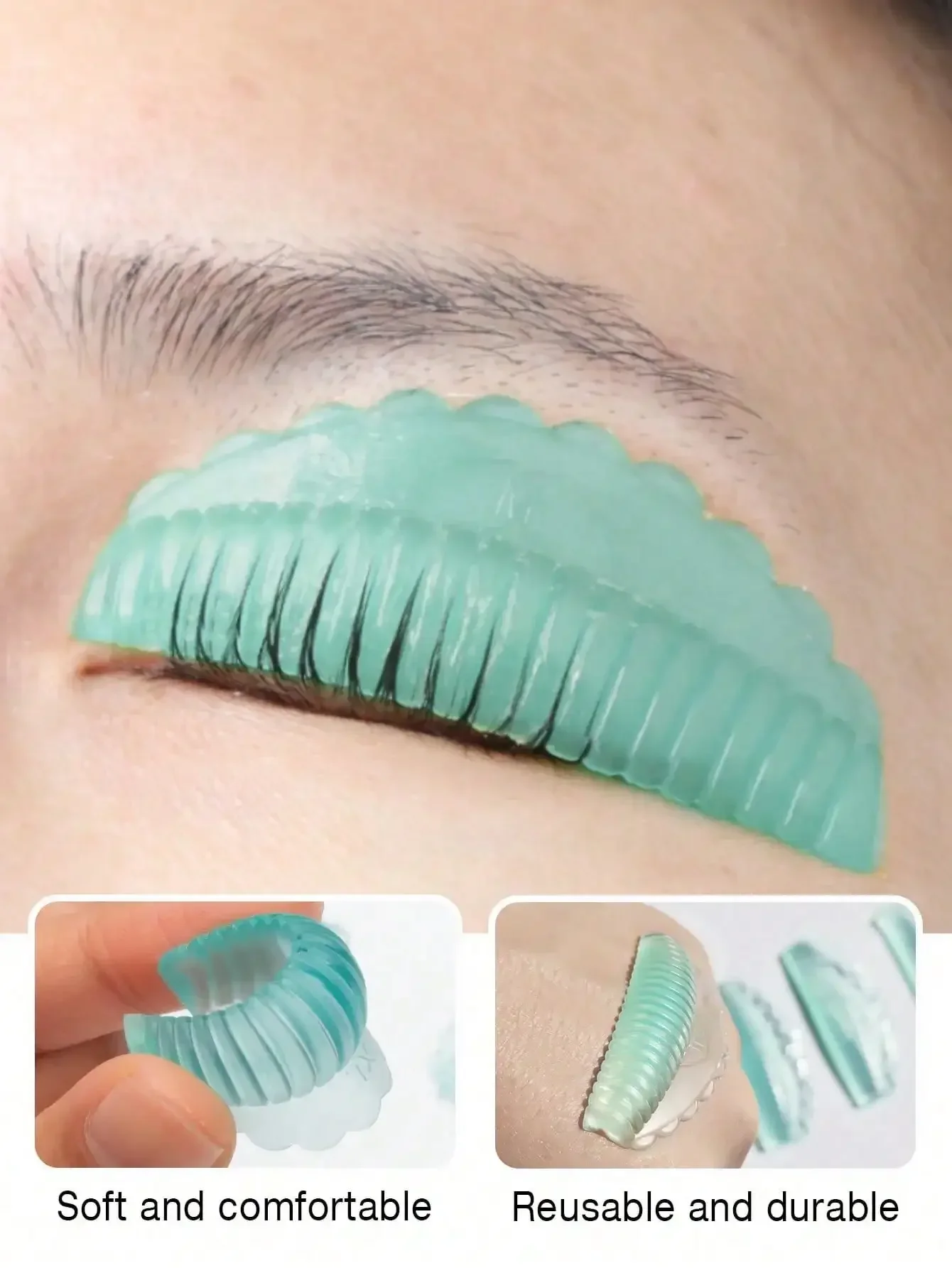 8개(4쌍) 4가지 사이즈 무료 접착제 실리콘 속눈썹 리프트 패드, 젤리형 자가 접착, 재사용 가능하고 부드러움, 다양한 속눈썹에 적합