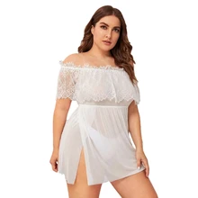 

Night Dress Women Sexy Nightgown Lace Lingerie Porno Strapless Sleepwear Sheer See Through Nightwear Clothes Femme Nightie