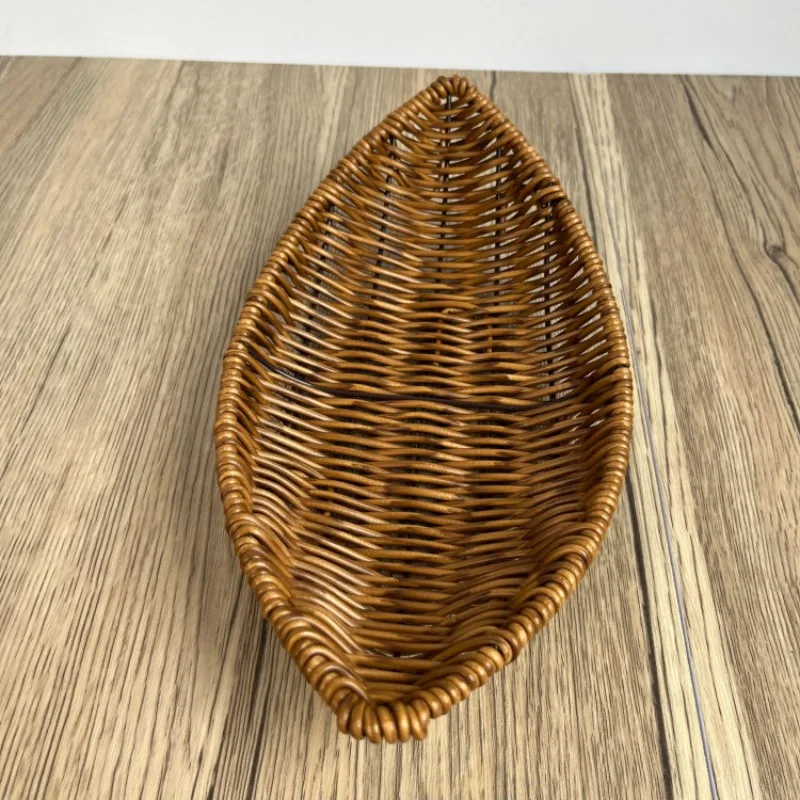 3PCS Fruit Dish Weaving Creative KTV Restaurant Snacks Dim Sum Basket French Fries Basket Desktop Storage Basket Rattan Weaving 3