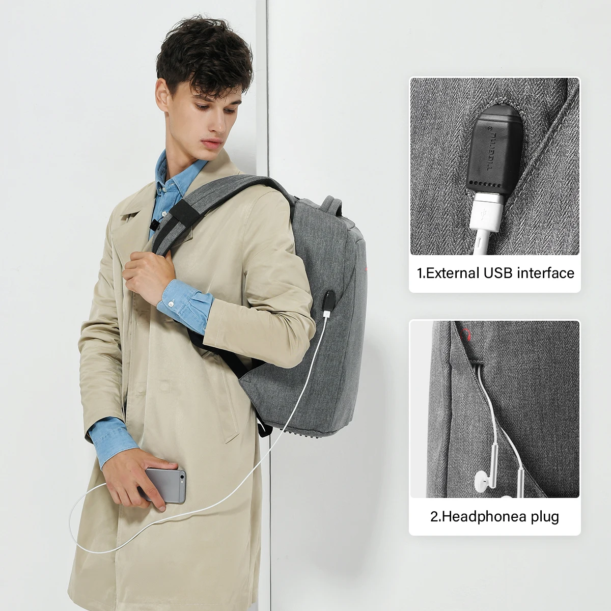 Tigernu Men Anti Theft Backpack 15.6inch Laptop Backpack Bags With USB Port Travel Bags Male Mochila Casual Schoolbags Knapsack 2