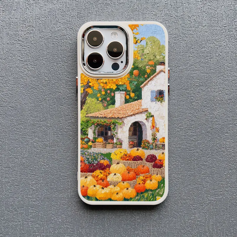 Herbst Landschaft Ölgemälde Silikon Telefon Fall Für iPhone 16 13 12 Mini 11 Pro Max 15 14 Pro Max Plus XR XS X 7 8 SE Zurück Abdeckung – Detail 8
