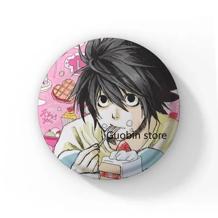 Enamel Pins 58mm Japanese Anime Death Note Handmade Round Brooch L Killer Yagami Light Cosplay Badge Backpacks Jewelry Gifts