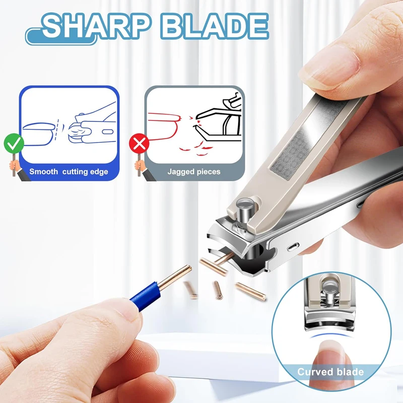 Nail Clippers Nail Scissors Set Manicure Nail Clipper Set Stainless Steel Anti Splash Fingernail Cutter Thick Hard Toenail Scissors Tools Two Sizes