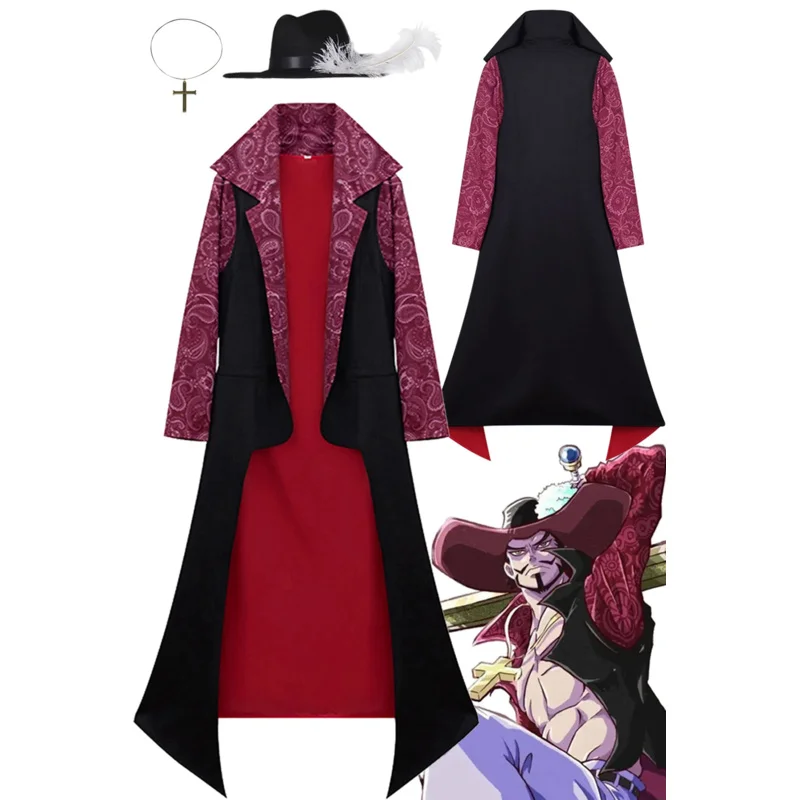

Dracule Mihawk Cosplay Role Play Robe Hat Anime One Cosplay Piece Costume Adult Men Roleplay Fantasy Fancy Dress Up Party Cloth
