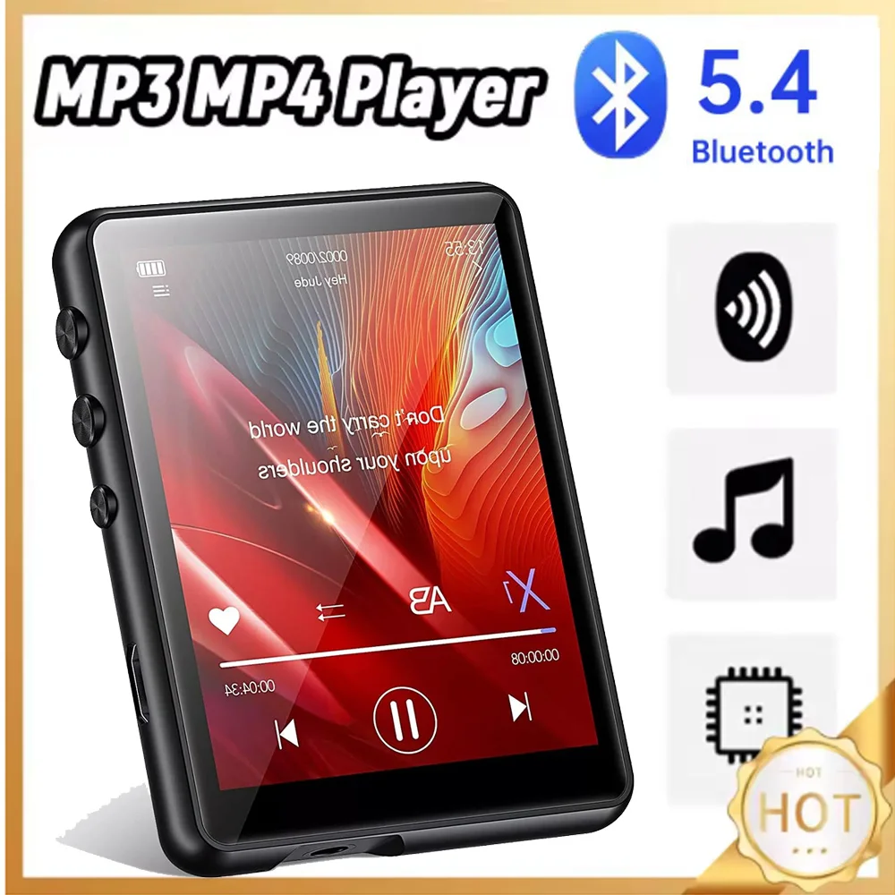 Music Player 128G MP3 Lossless 2.4 inch Full Touch Screen Bluetooth-Compatible HiFi MP4 with Speaker FM/E-book/Recorder