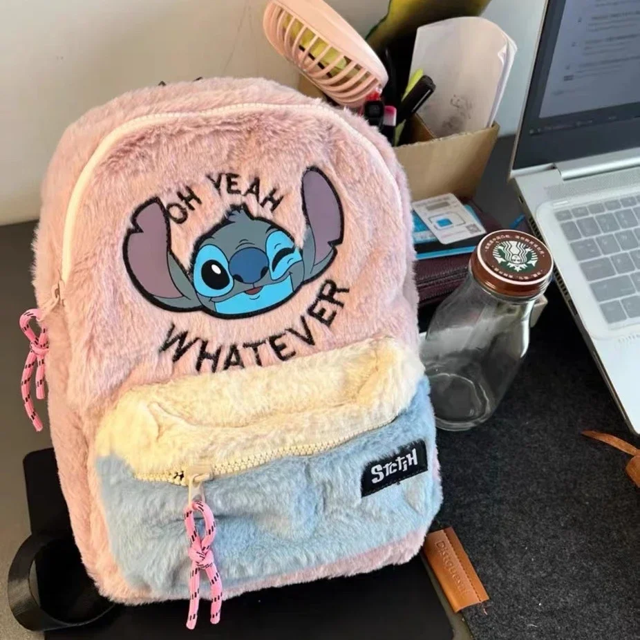

Kawaii Disney Anime Stitch Plush Backpack Student Cartoon Large Capacity Item Storage Backpack Kids Cute Schoolbag Holiday Gift