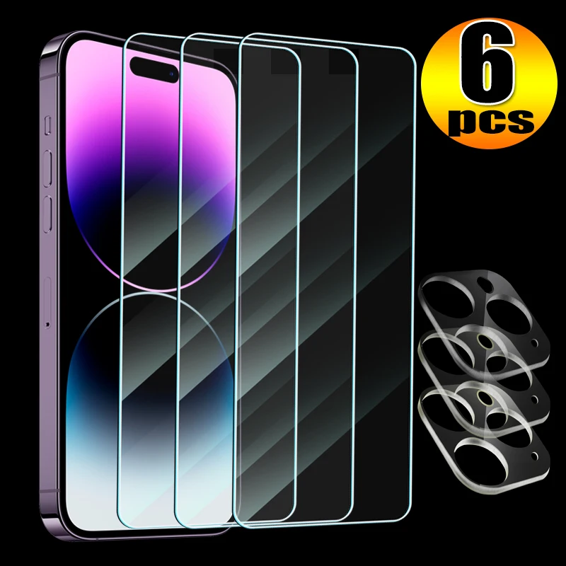 1-6Pcs 15 Pro Vetro Temperato Per Iphone 15 Plus Pro Max Hd Screen Protector Con Pellicola Per Obiettivo Della Fotocamera Per Iphone 15/15Pro/15Plus