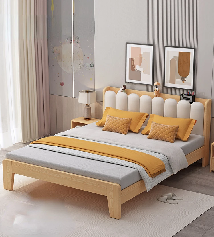 

Solid wood bed is simple and modern