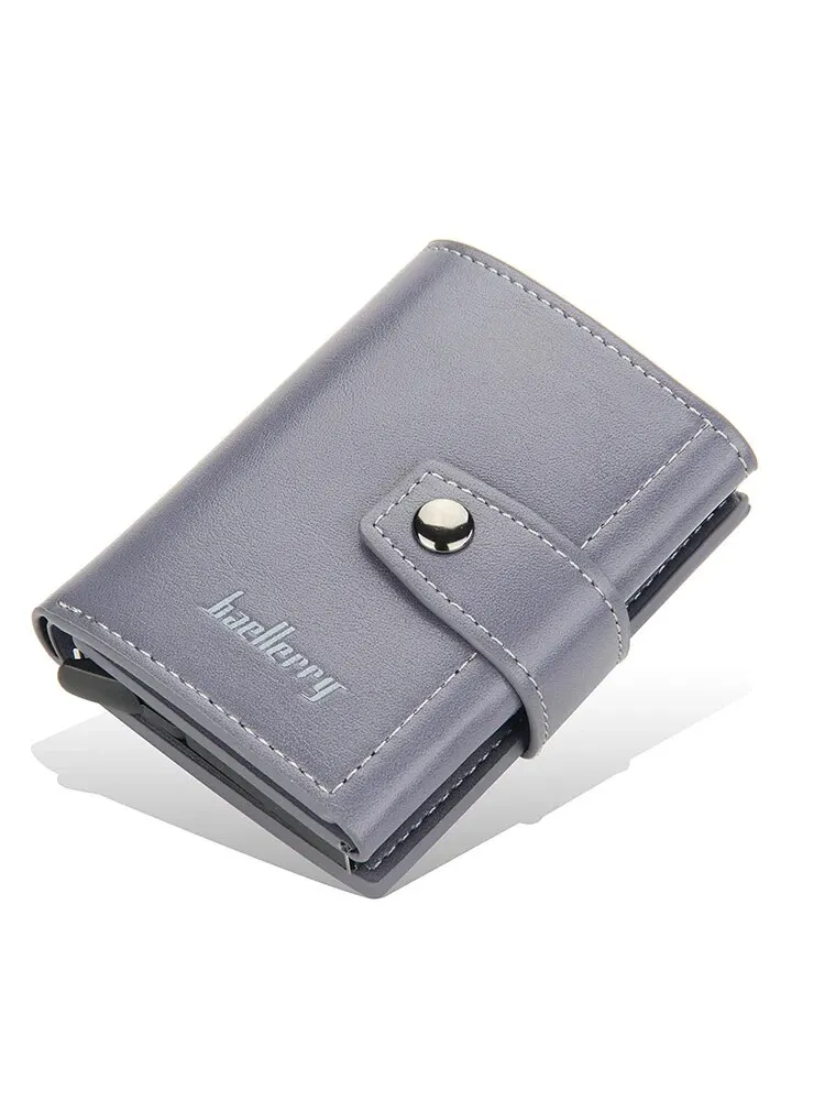Card Holder Trendy Fashion Metal Aluminum Shell BAELLERRY Auto Spring Card Buckle RFID Card Holder for Men