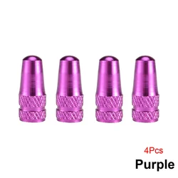 Set of 4 Aluminum Alloy Bicycle Tire Valve Caps (Purple)