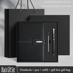 Premium Luxury Leather Notebook Set with Gift Box and Pen - A5 (Black Gift Set)