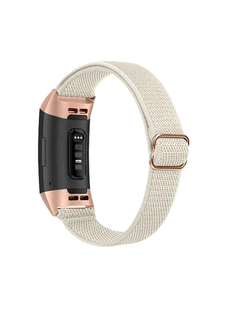 Lijinlan Elastic Braided Replacement Strap For Fitbit Luxe | Green Daisy Pattern, Adjustable Woven Polyester Band For Women