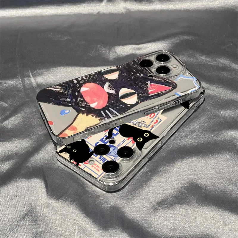 Doodle Angry Cat Clear Phone Case