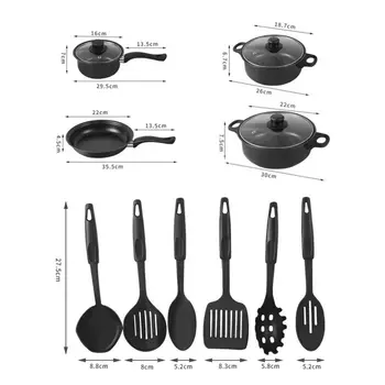 13pcs Durable Non Stick Cookware Set Multifunctional Kitchen Utensil Soup Milk Pot Maifanstone Frying Pan Household 5