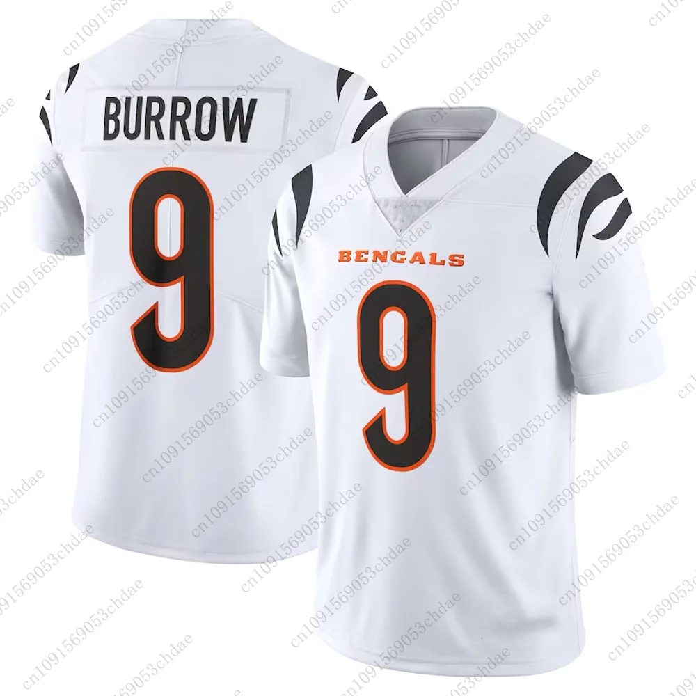 Bengals Joe Burrow Mens Rugby Jersey #9 Breathable Quickdry Outdoor Football Uniform For Adult Kids