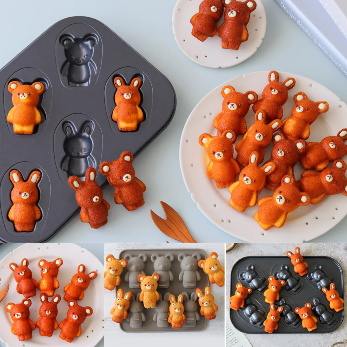 Cavity Rabbit Bear baking tray Carbon Steel Muffin Cake Pan